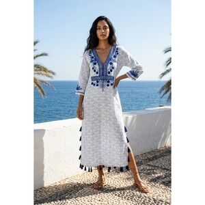 Roberta Roller Rabbit Serafina Tunic Maxi Dress Embroidered Tassels